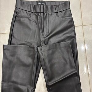 Zara Women's Black Leather Dress Pants